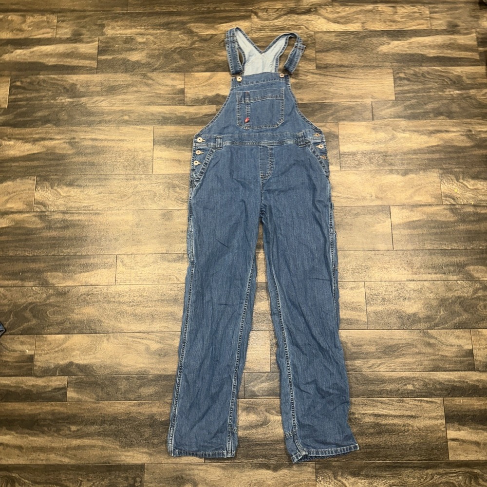 Dickies Bib Overalls Carpenter Straight Medium Wash Denim Women's Size S Buttons